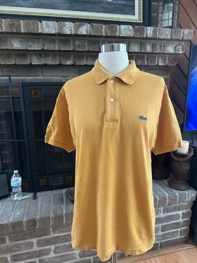 Lacoste Men's Mustard Polo Shirt with Crocodile Logo